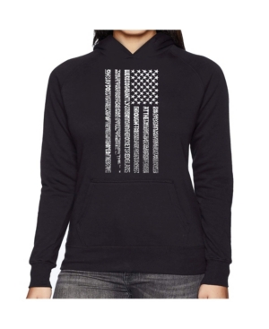 image of La Pop Art Women-s Word Art Hooded Sweatshirt -National Anthem Flag