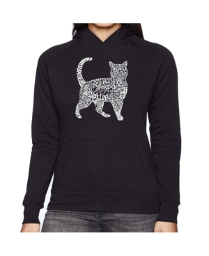 image of La Pop Art Women-s Word Art Hooded Sweatshirt - Cat