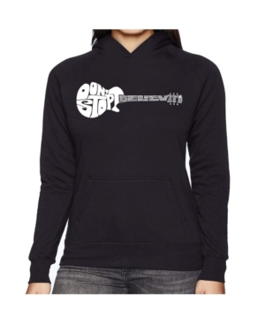 image of La Pop Art Women-s Word Art Hooded Sweatshirt -Don-T Stop Believin-
