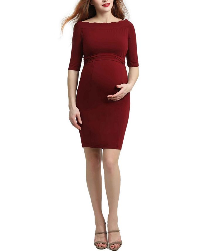 kimi + kai Kendall Maternity Scallop Trim Midi Dress - Macy's