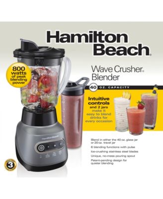 Hamilton Beach Ice Crusher Blender With 40 Oz. Glass Blender Jar And 20 ...