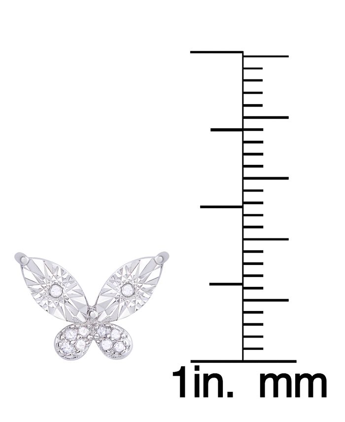 Macy's - Diamond (1/10 ct. t.w.) Butterfly Miracle Plate Stud Earrings in Sterling Silver