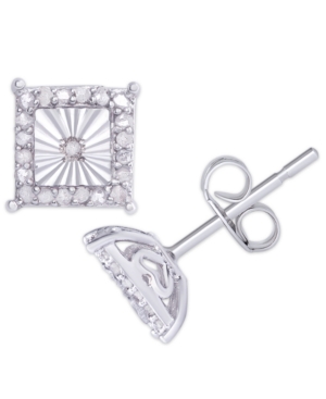 image of Diamond 1/4 ct. t.w. Square Miracle Plate Stud Earrings in Sterling Silver