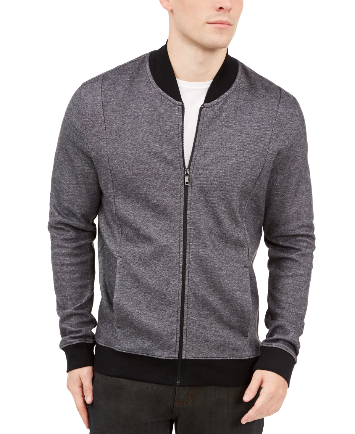 Alfani Men's Zip-front Sweater Jacket, Created For Macy's In Deep Black