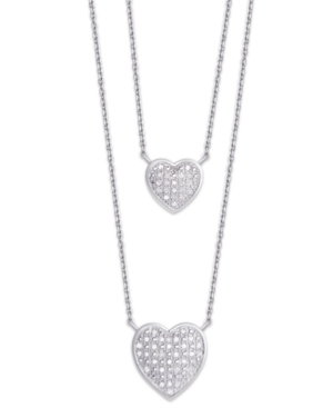 image of Diamond 1/4 ct. t.w. Heart Double Chain Pendant Necklace in Sterling Silver