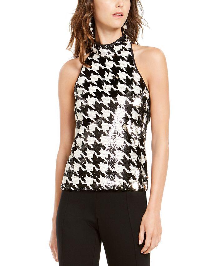 INC International Concepts INC Sequin Houndstooth Halter Top, Created for  Macy's - Macy's