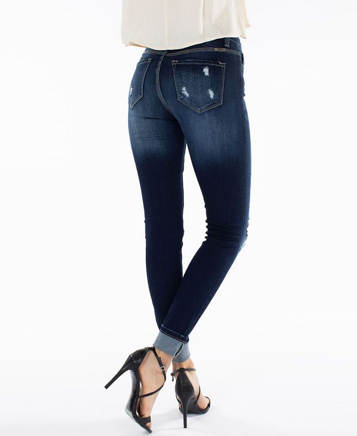 KANCAN High Rise Ankle Skinny Jeans KC9130M - Distressed Denim, 9.75" Rise, 27" Inseam, Medium Wash - View #4