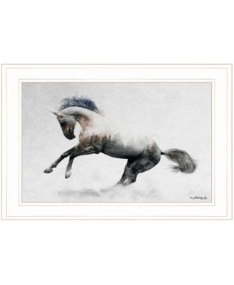 White Stallion by andreas Lie, Ready to hang Framed Print, White Frame, 21" x 15"