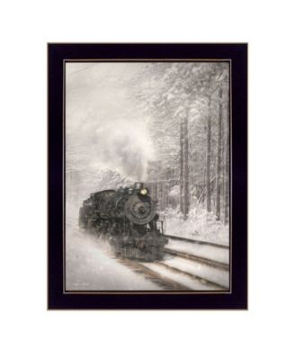 Snowy Locomotive by Lori Deiter, Ready to hang Framed Print, Black Frame, 14" x 20"