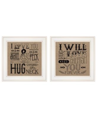Hugs / Forever 2-Piece Vignette by Deb Strain, White Frame, 15" x 15"