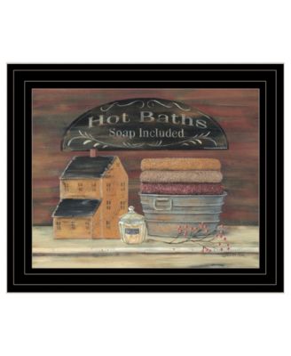 HOT BATH by Pam Britton, Ready to hang Framed Print, Black Frame, 17" x 14"
