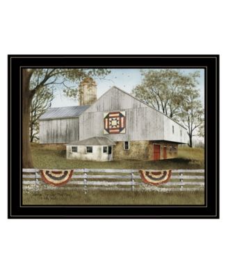 American Star Quilt Block Barn by Billy Jacobs, Ready to hang Framed Print, Black Frame, 27" x 21"