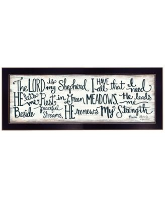 The Lord is My Shepherd by Annie LaPoint, Ready to hang Framed Print, Black Frame, 20" x 8"