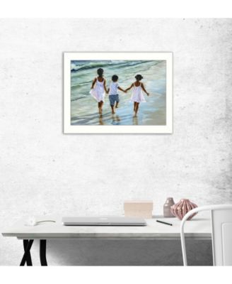 Running on the Beach By Georgia Janisse, Printed Wall Art, Ready to hang, White Frame, 14" x 10"