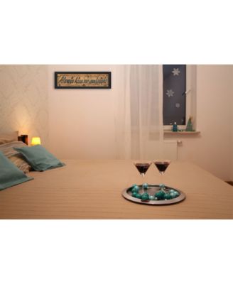 Always Kiss Me Goodnight By Gail Eads, Printed Wall Art, Ready to hang, Black Frame, 23" x 8"