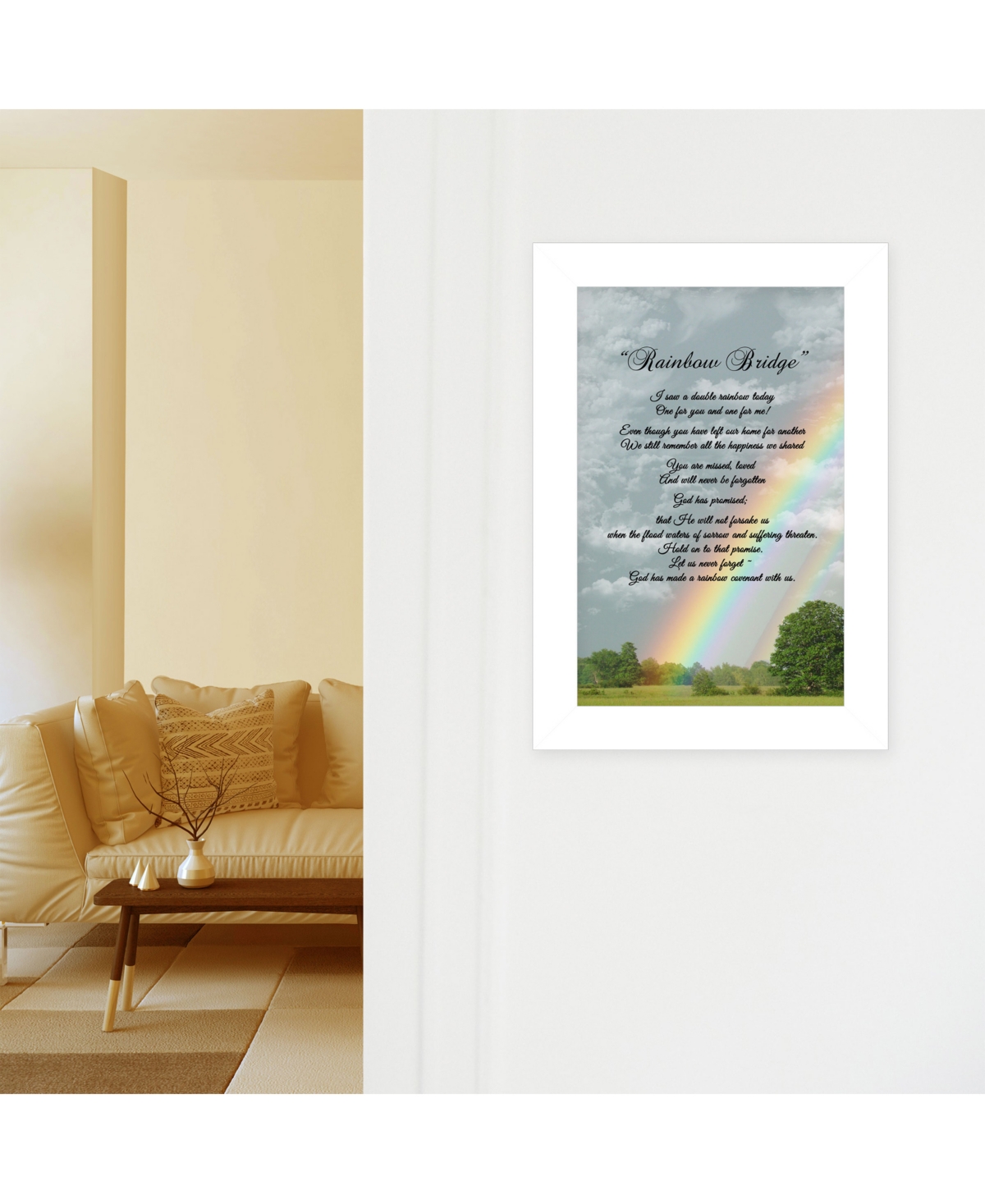 Trendy Decor 4U Rainbow Bridge by Trendy Decor 4U, Ready to hang Framed Print, White Frame,