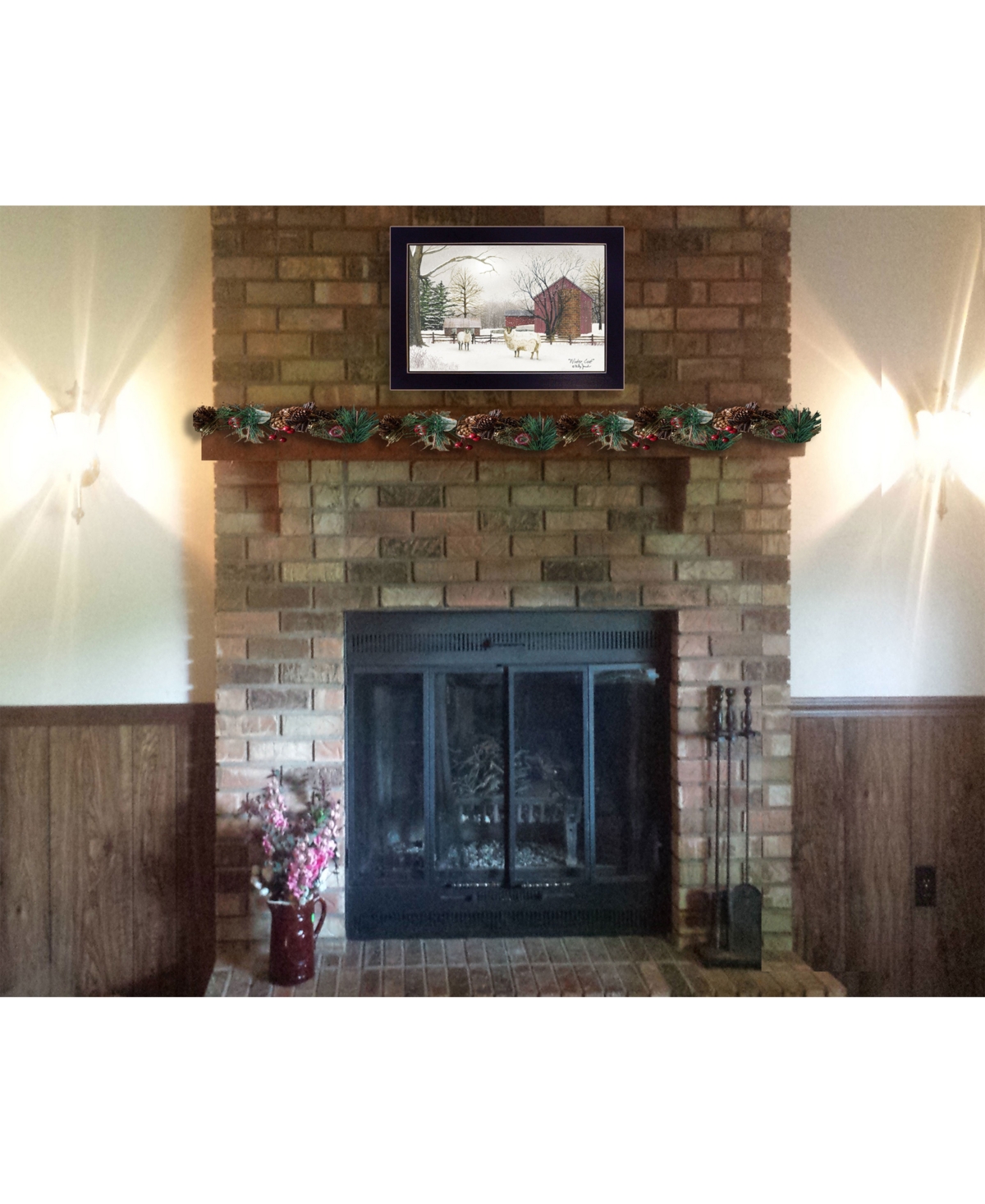 Trendy Decor 4U Winter Coat sheep by Billy Jacobs, Ready to hang Framed Print, Black Frame,