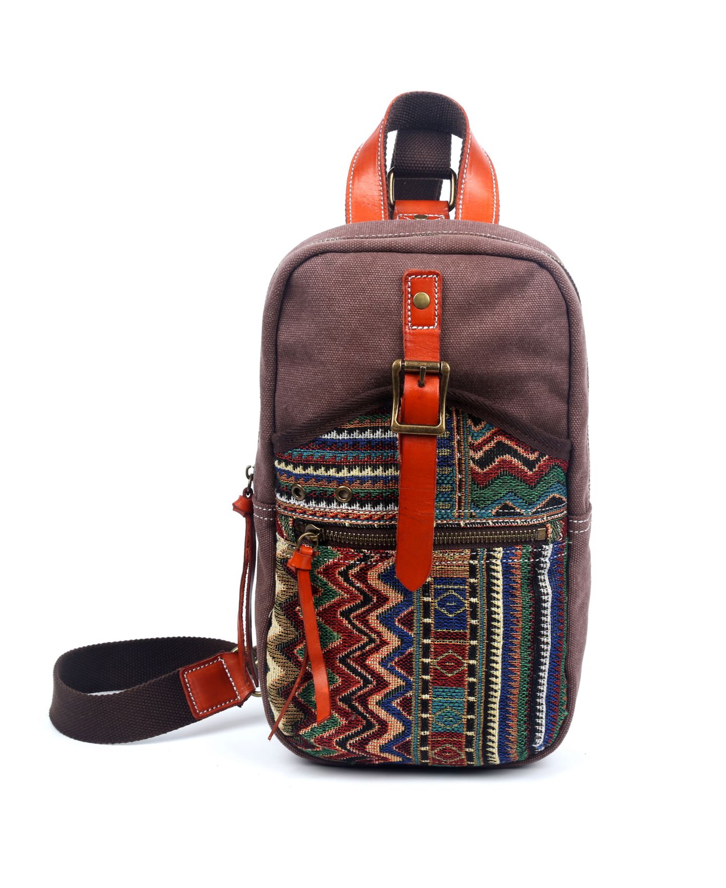 Женская сумка TSD BRAND Four Season Canvas Sling, цвет: Кофейный — фото 1