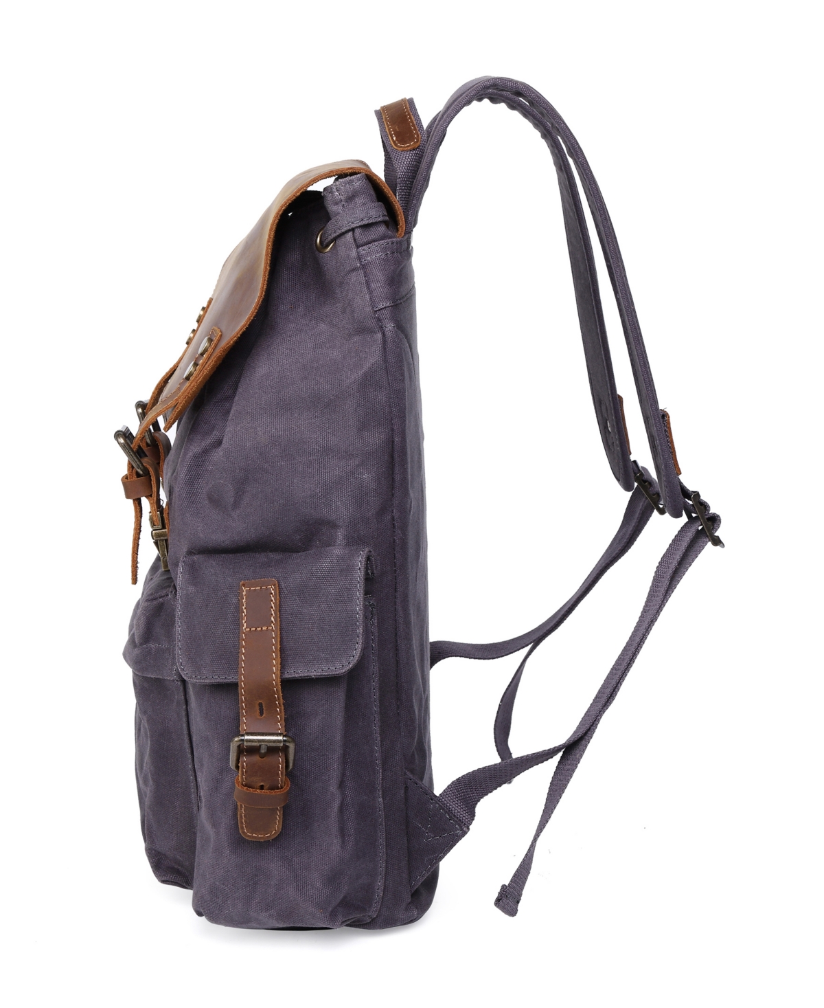 Tsd Brand Stone Creek Waxed Canvas Backpack Handbag In Gray