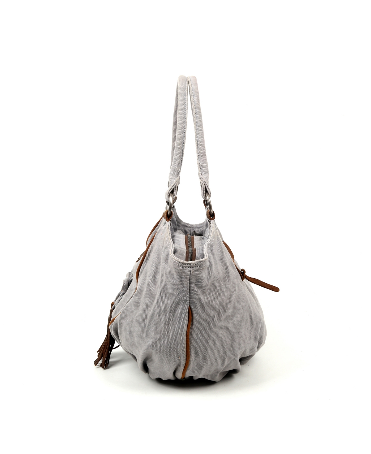 Tsd Brand Bold Lotus Canvas Hobo Bag In Gray