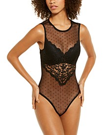 Women's Cupped Swiss Dot Thong Bodysuit, Created for Macy's