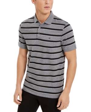 Calvin Klein Men's Liquid Cotton Slim-Fit Stripe Polo Shirt