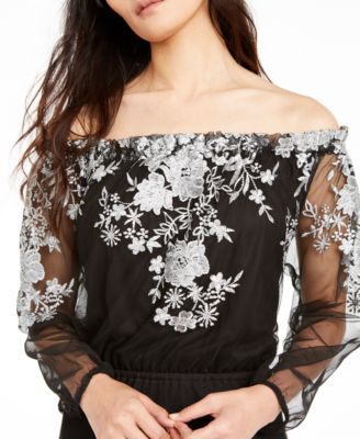 INC Off-The-Shoulder Floral-Embroidered Maxi Dress - Macy's