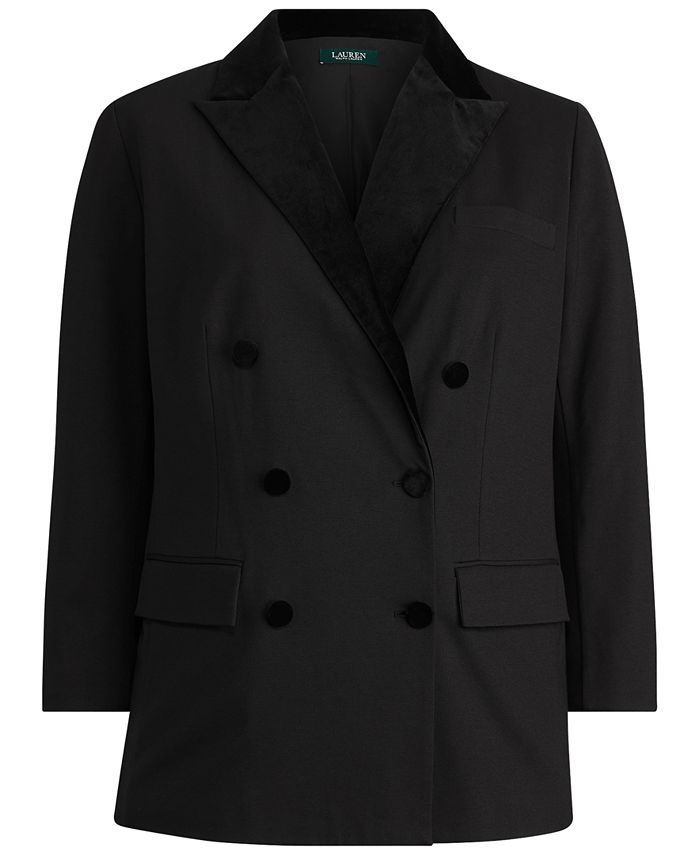 Lauren Ralph Lauren Plus Size VelvetTrim Ponte Blazer Macy's