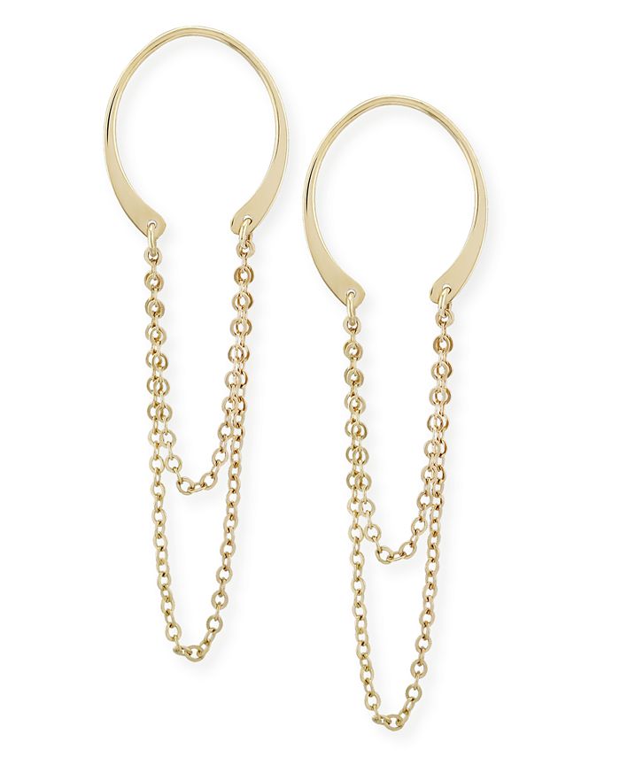 Macy's - Horseshoe Chain Drop Earrings Set in 14k Gold