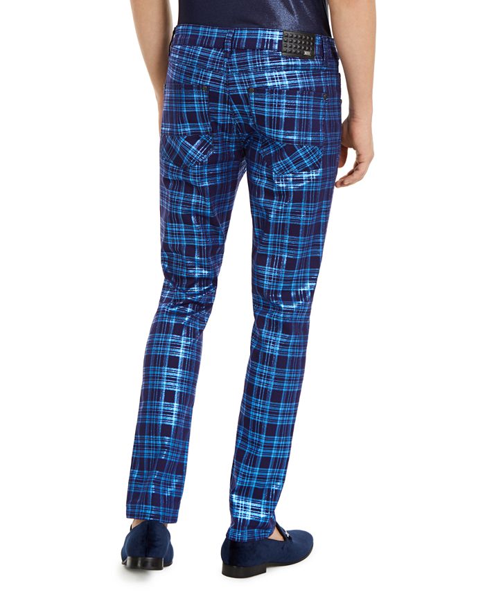 INC International Concepts I.N.C. Men's SkinnyFit Stretch Plaid Jeans