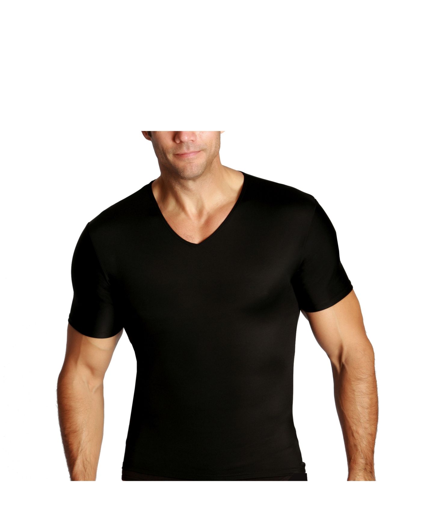 Мужская футболка Instaslim Insta Slim Compression Short Sleeve V-Neck, цвет: Чёрный — фото 1