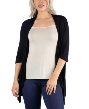 24Seven Comfort Apparel Elbow Length Sleeve Open Cardigan
