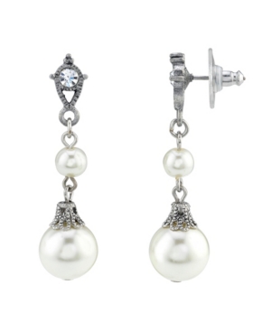 image of Downton Abbey Crystal and Imitation Pearl Drop Earrings