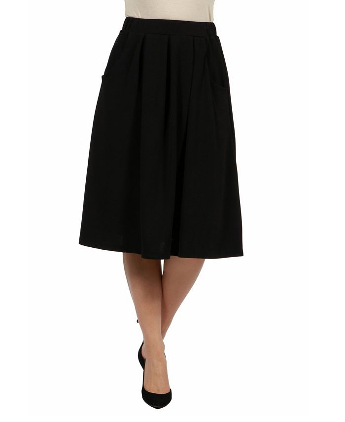 24seven Comfort Apparel Women Classic Black Knee Length Skirt - Macy's