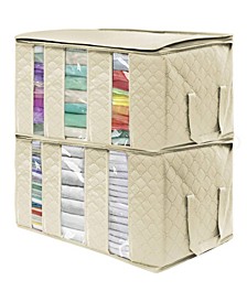 Foldable Fabric Storage 3 Sectional Organizer Bag, Pack of 2