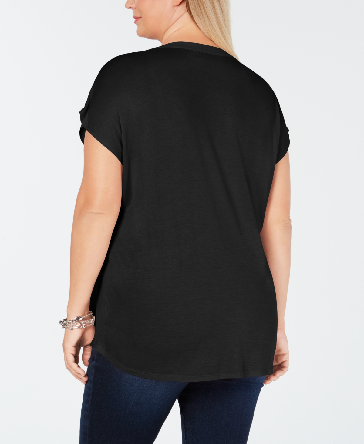 I.n.c. International Concepts Plus Size Woven-Front V-Neck Top, Created for Macy's