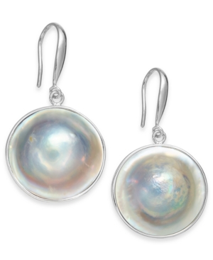 image of Cultured Blister Pearl (18mm) Drop Earrings in Sterling Silver