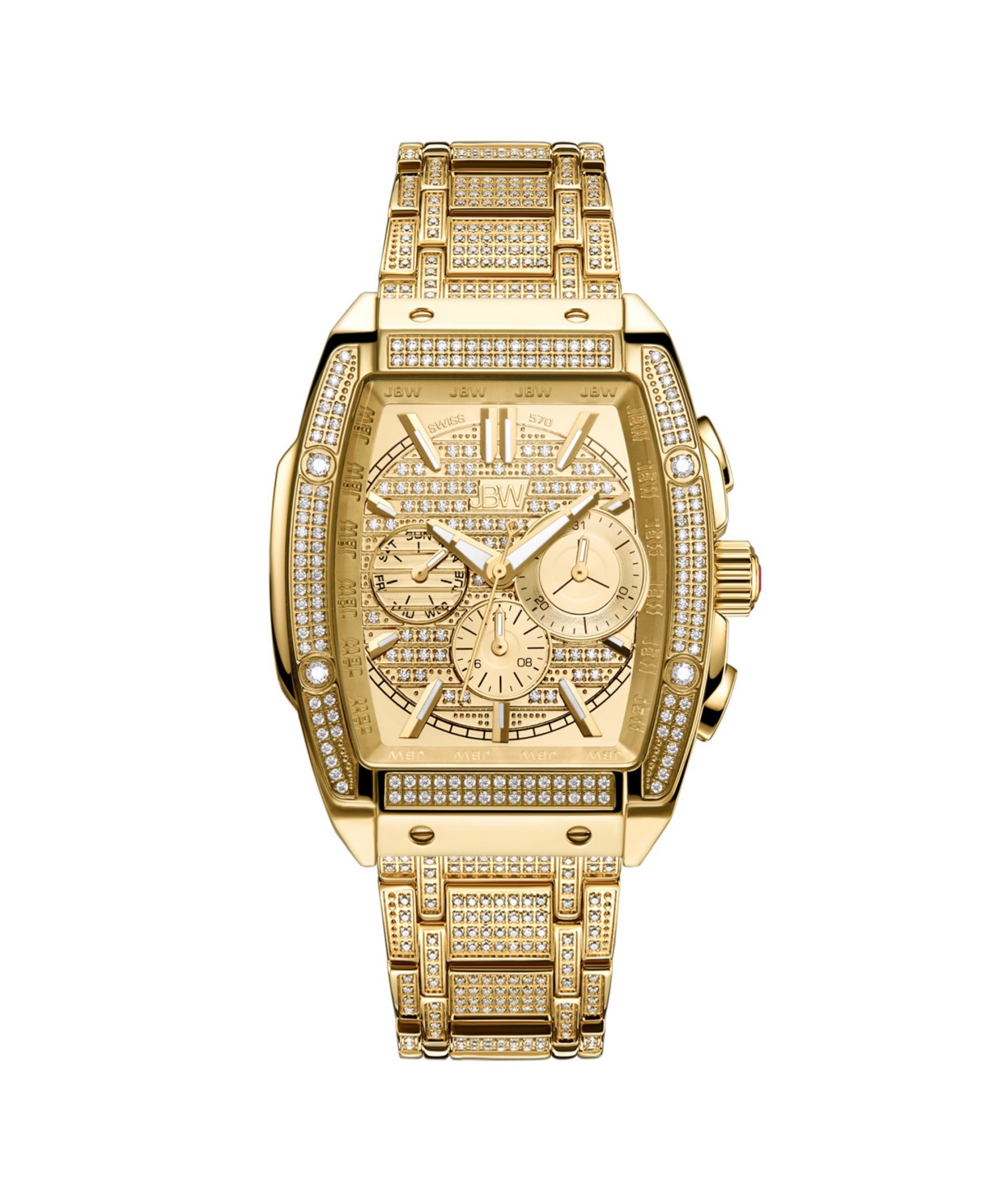 Jbw Men's Echelon Platinum Series Diamond (3 ct. t.w.) 18K Gold-Plated Stainless Steel Watch, 41Mm