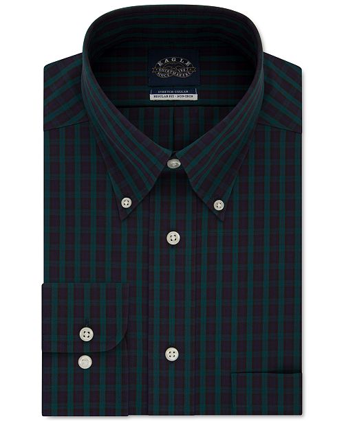 Eagle Men S Classic Regular Fit Non Iron Flex Collar Check Dress