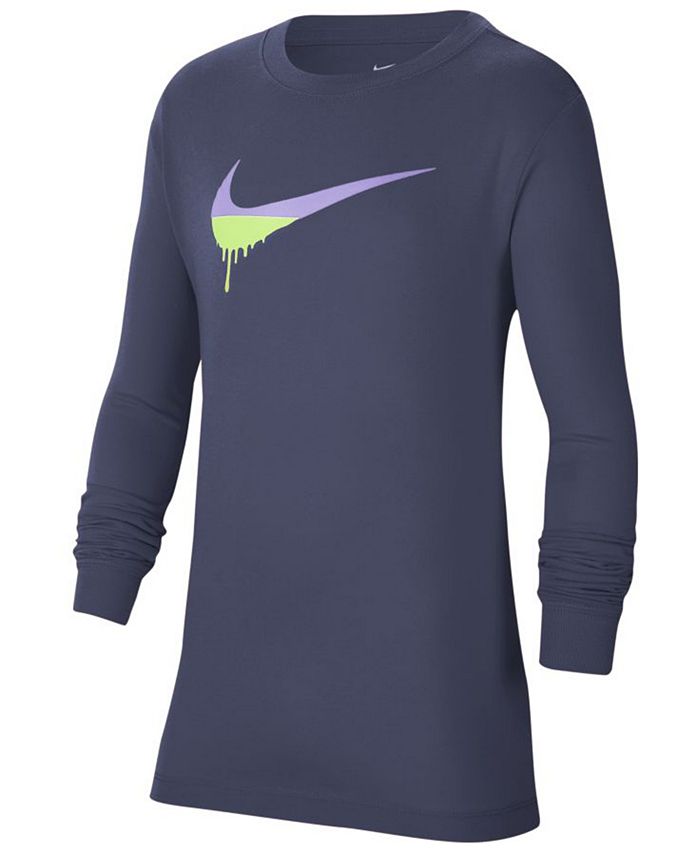 Nike - Big Boys Novelty Swoosh Graphic Long Sleeve T-Shirt