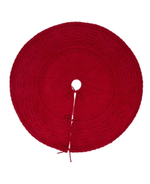 Glitzhome 52" D Knitted Acrylic Christmas Tree Skirt In Red