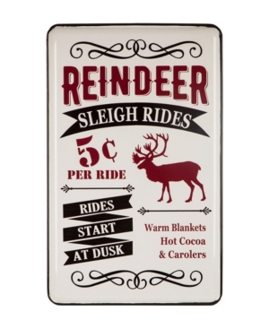 Glitzhome 23.62" H Farmhouse Enameled Metal Reindeer Wall Sign In Multi