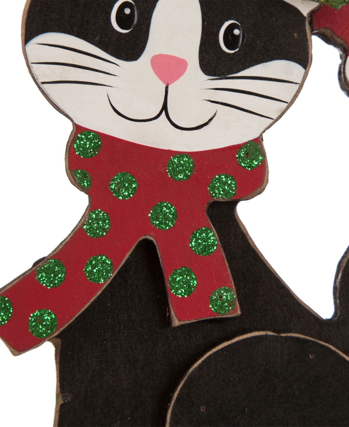 Glitzhome 7.76" H Wooden Cat Stocking Holder