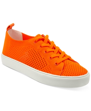Marc Fisher Sashya Lace-up Knit Sneakers Women's Shoes In Neon Orange