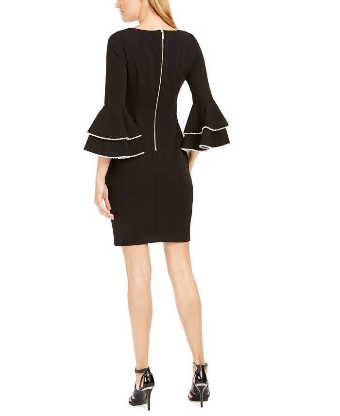 Calvin Klein Embellished Bell-Sleeve Sheath Dress - Macy's