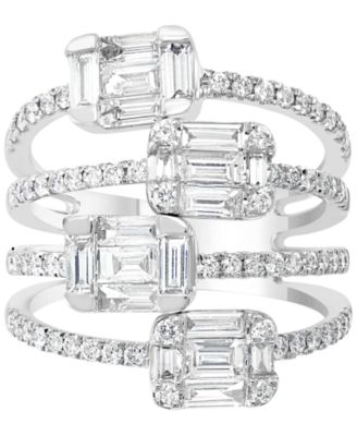 EFFY&reg; HEMATIAN Diamond Multi-Row Baguette Statement Ring (1-5/8 ct. t.w.) in 18k White Gold