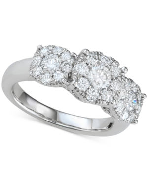 image of Diamond Triple Cluster Filigree Engagement Ring (1-1/2 ct. t.w.) in 14k White Gold
