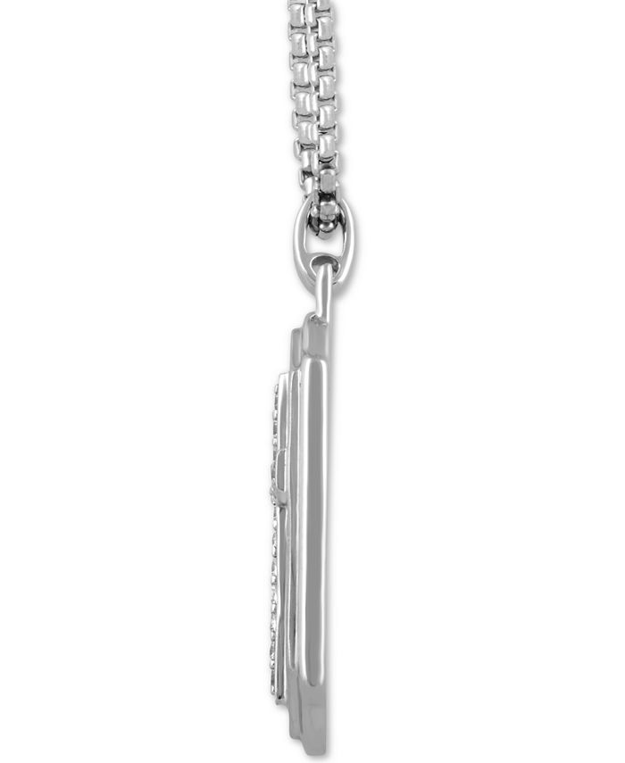 Macy's - Men's Diamond Cross 22" Pendant Necklace (1/4 ct. t.w.) in Sterling Silver