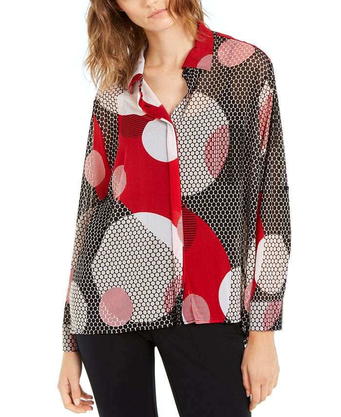 Alfani Printed HighLow ButtonUp Shirt, Created For Macy's Macy's