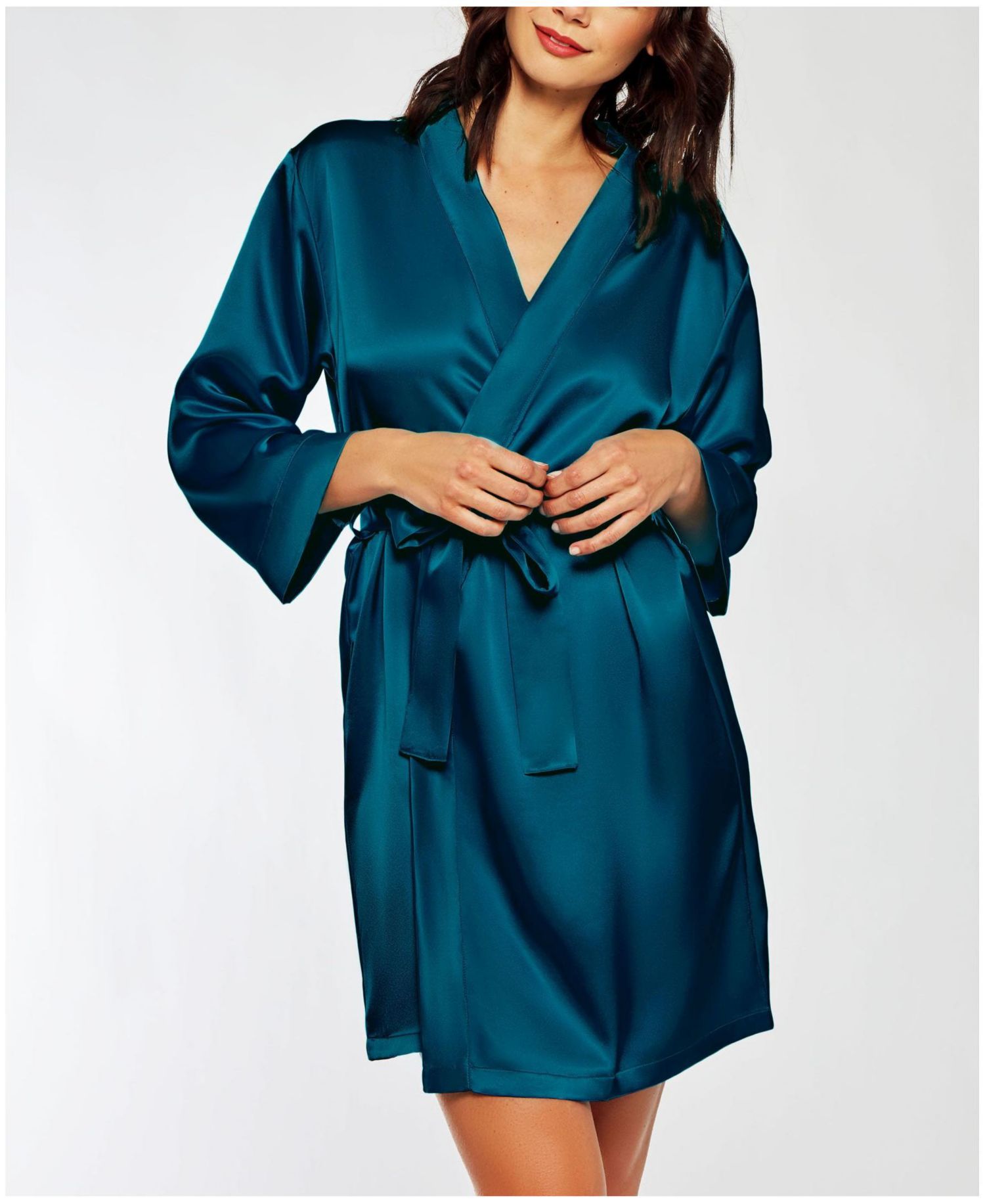 Women's Marina Lux 3/4 Sleeve Satin Lingerie Robe
